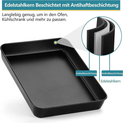 Backblech Edelstahl Antihaft Rechteckiges Kuchenblech 26,5x20,5x4,7cm