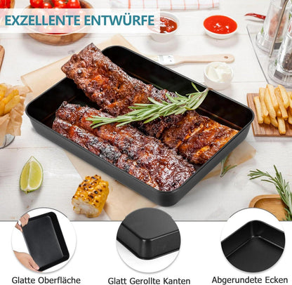 Edelstahl Antihaft Backblech, Rechteckig 26,5x20,5x4,7cm - Gesund & Hochwertig