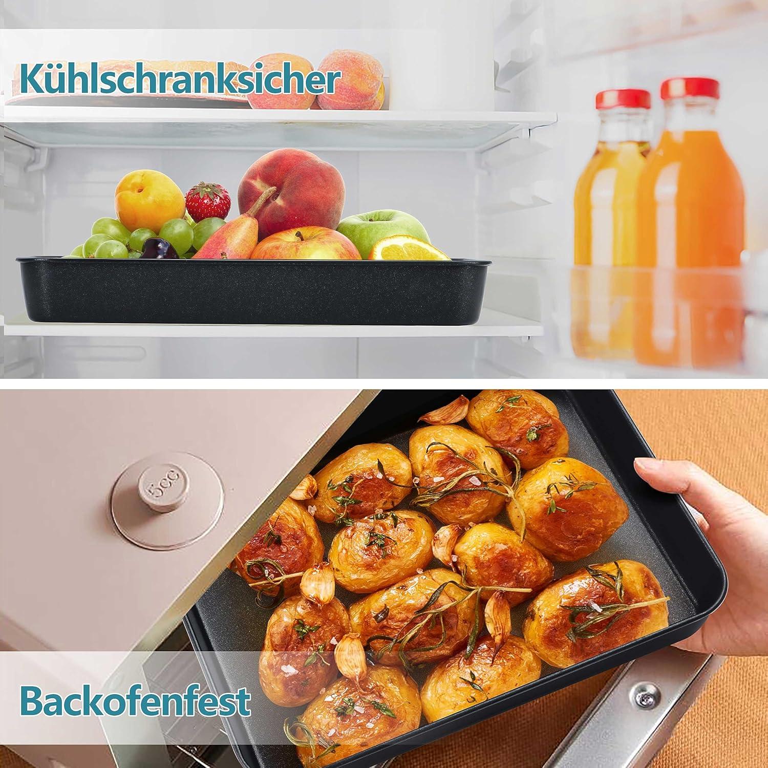 Backblech Edelstahl Antihaft Rechteckig Tiefes Backform Kuchen 26,5x20,5cm