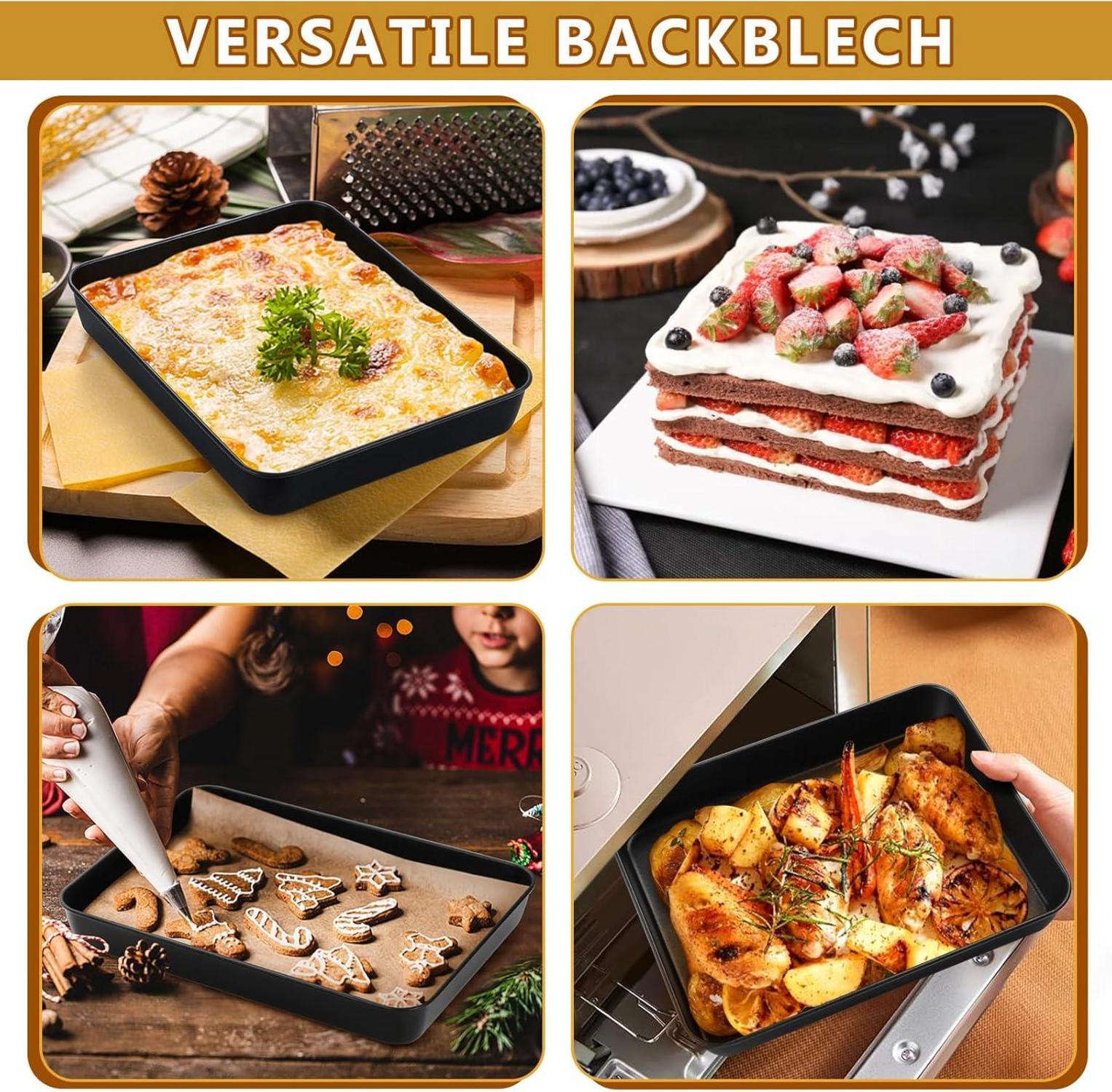 Backblech Edelstahl Antihaft Rechteckig Tiefes Backform Kuchen 26,5x20,5cm