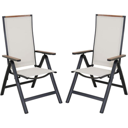 Hochwertiger Alu Klappstuhl 2er Set Beige, 6-Fach