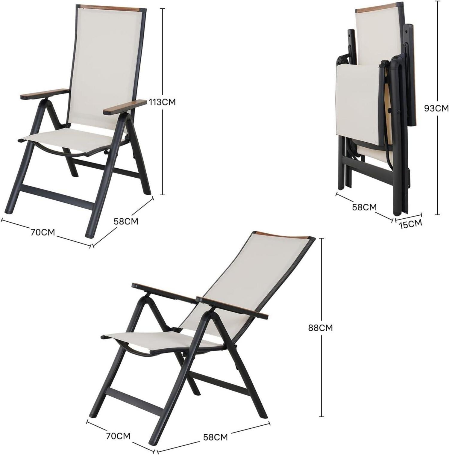 Gartenstuhl Klappbar Aluminium Hochlehner Verstellbare Rückenlehne