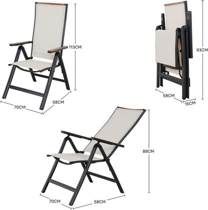 Gartenstuhl Klappbar Aluminium Hochlehner Verstellbare Rückenlehne