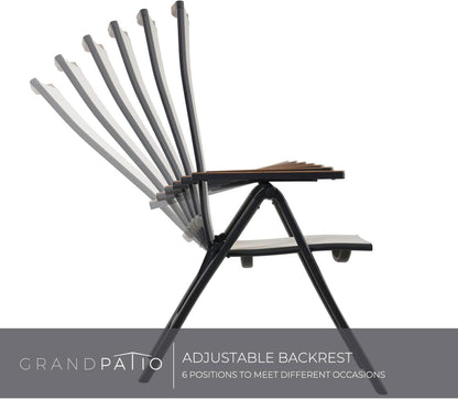 Aluminium Gartenstuhl Klappbar 2er mit 6-Fach Verstellbare Rückenlehne Wetterfest Beige