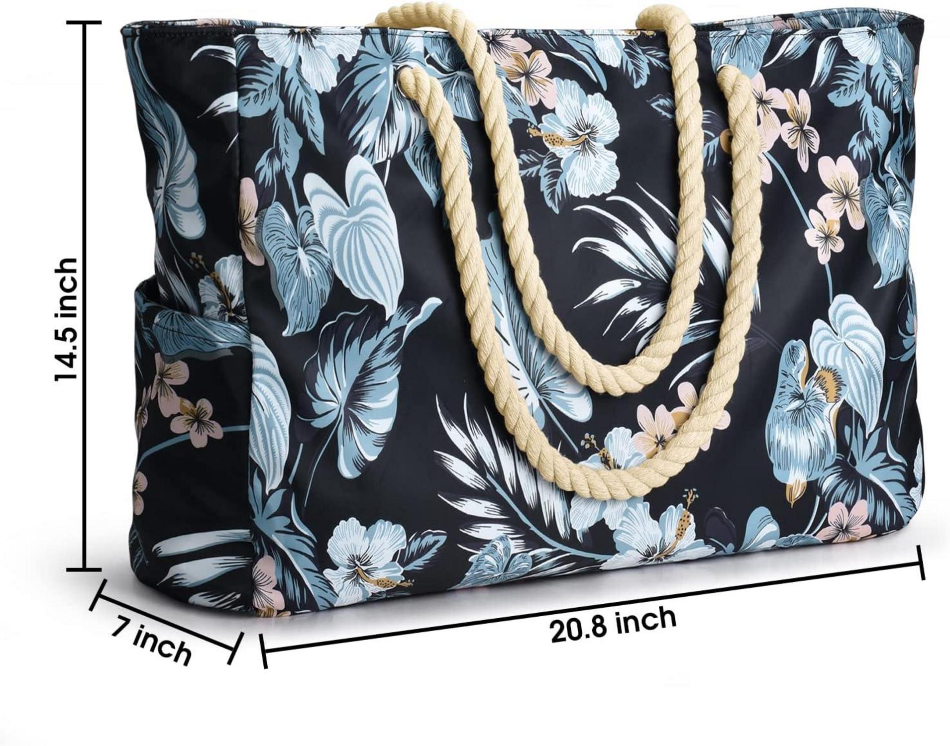 Große Wasserdichte Strandtasche mit Reißverschluss und Blumenmuster