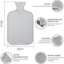 BOLEi Wärmflasche 2L mit Weichem Bezug & Kängurutasche Grau