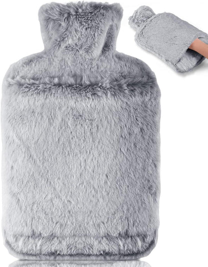 Wärmflasche mit Weichem Bezug 2L –Auslaufsicher Känguru-Tasche