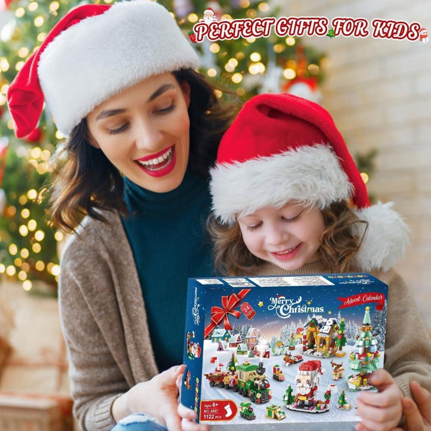 Weihnachts-Adventskalender-Bausatz 2024, Countdown-Spielset mit 24 Überraschungen & Weihnachtsspielzeug