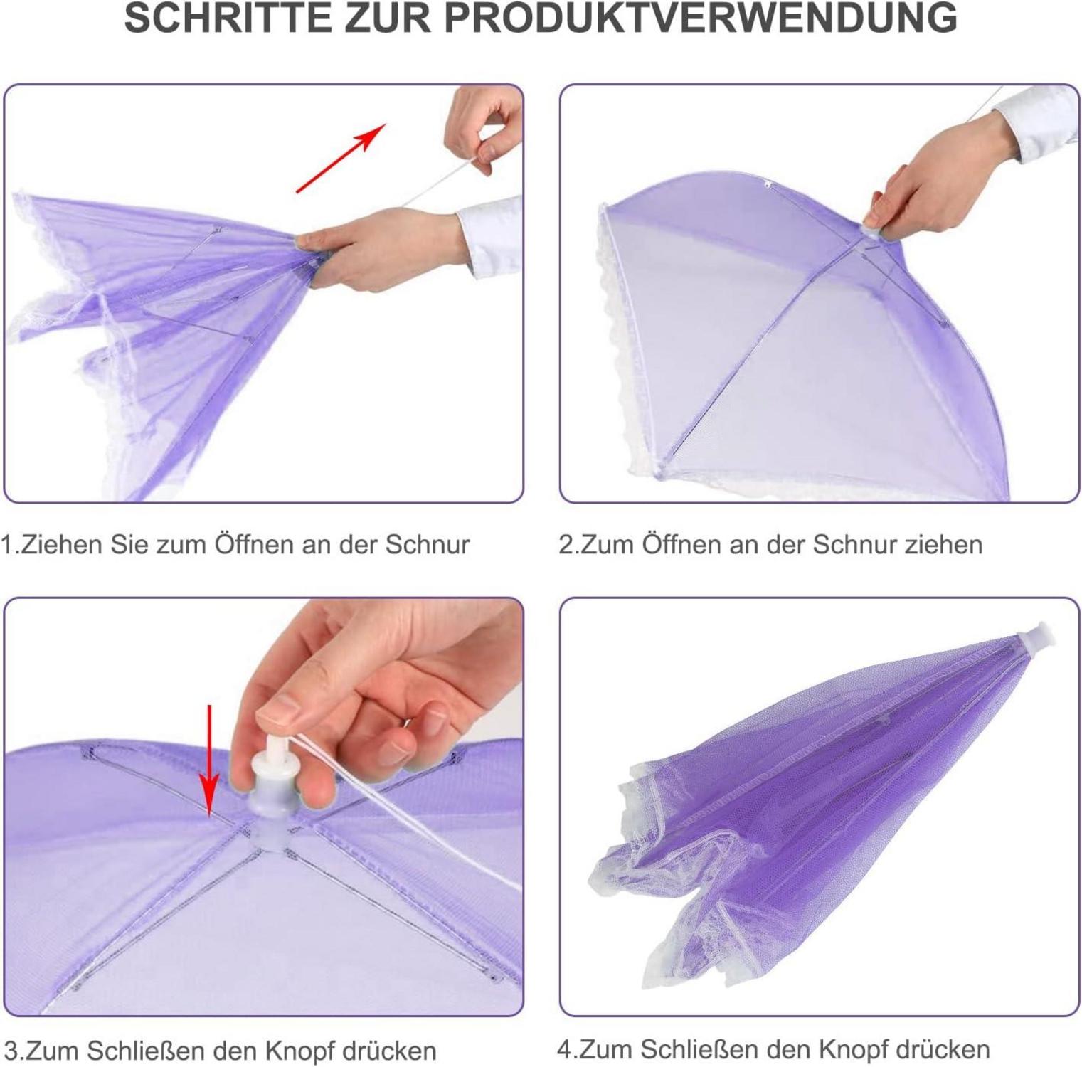 Fliegenhaube 6er Set Faltbare Kuchenabdeckung für Lebensmittel