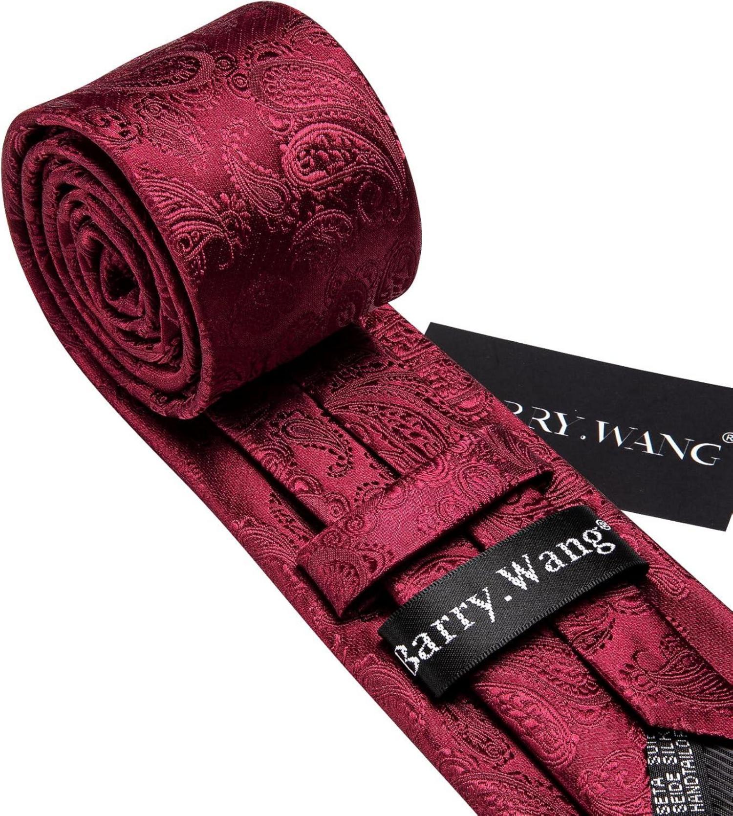 Herren Krawatte Set Seide Paisley Einstecktuch Manschettenknöpfe Hochzeit Party