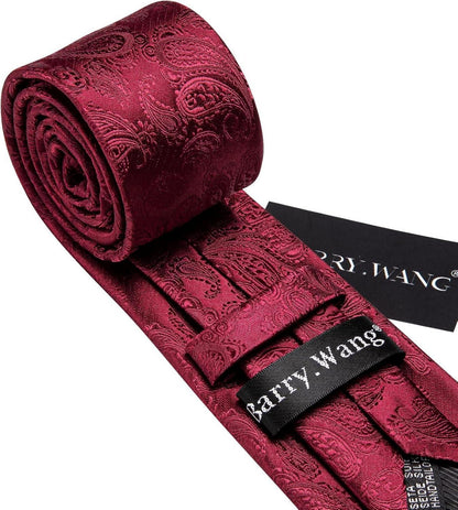 Herren Krawatte Set Seide Paisley Einstecktuch Manschettenknöpfe Hochzeit Party