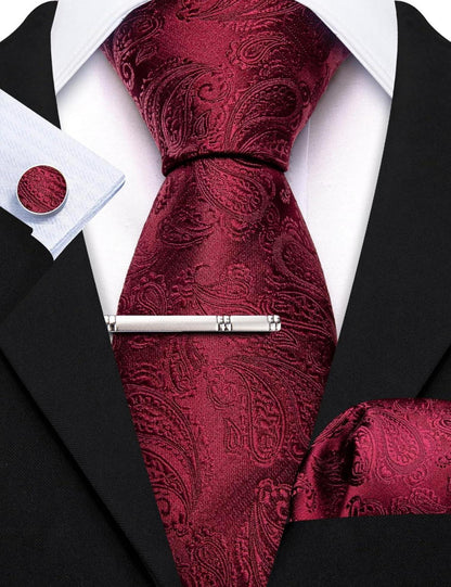 Barry.Wang Herren Seiden Krawatten Set Paisley Blumen Einstecktuch Hochzeit