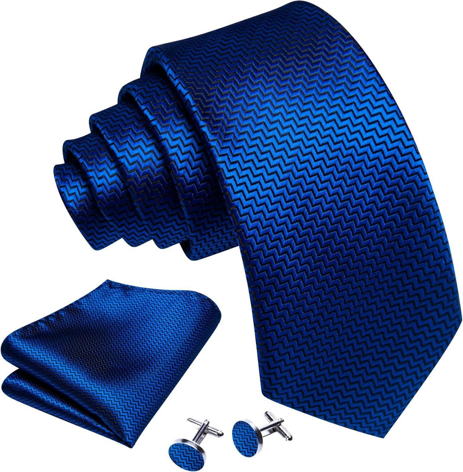 Herren Satin Blumen Paisley Krawatten Set Hochzeit Blau