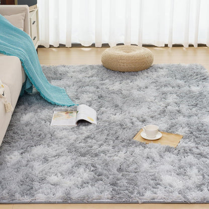Hochflor Langflor Teppich 160x230cm Hellgrau - Weicher