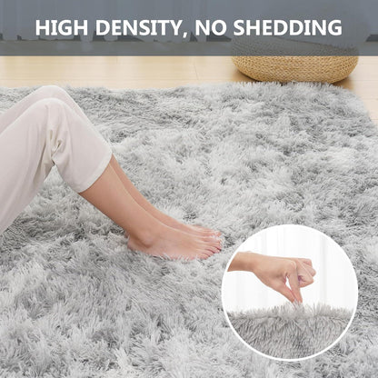 Weicher Hochflor Wohnzimmerteppich 160x230cm Hellgrau