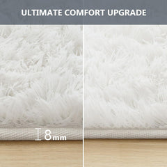 Hochflor Langflor Teppich Weiß 160x230cm, Weiche Schlafzimmer Shaggy