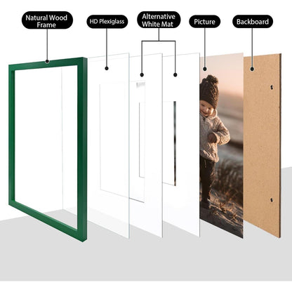 Bilderrahmen 4er Set Grün Holzrahmen Acryl Plexiglas