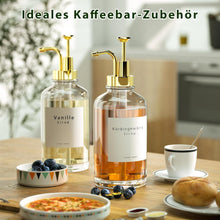 Pumpspender Sirup Spender Glasflasche 500ml 4x + Etiketten