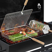 Grillkorb Set 3 Stück mit Holzgriff Grill Zubehör Drehspieß