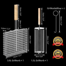 Grillkorb Set 3 Stück mit Holzgriff Grill Zubehör Drehspieß