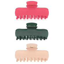 Große Haarspangen Set in Rosenrot, Dunkelgrün, Hellrosa