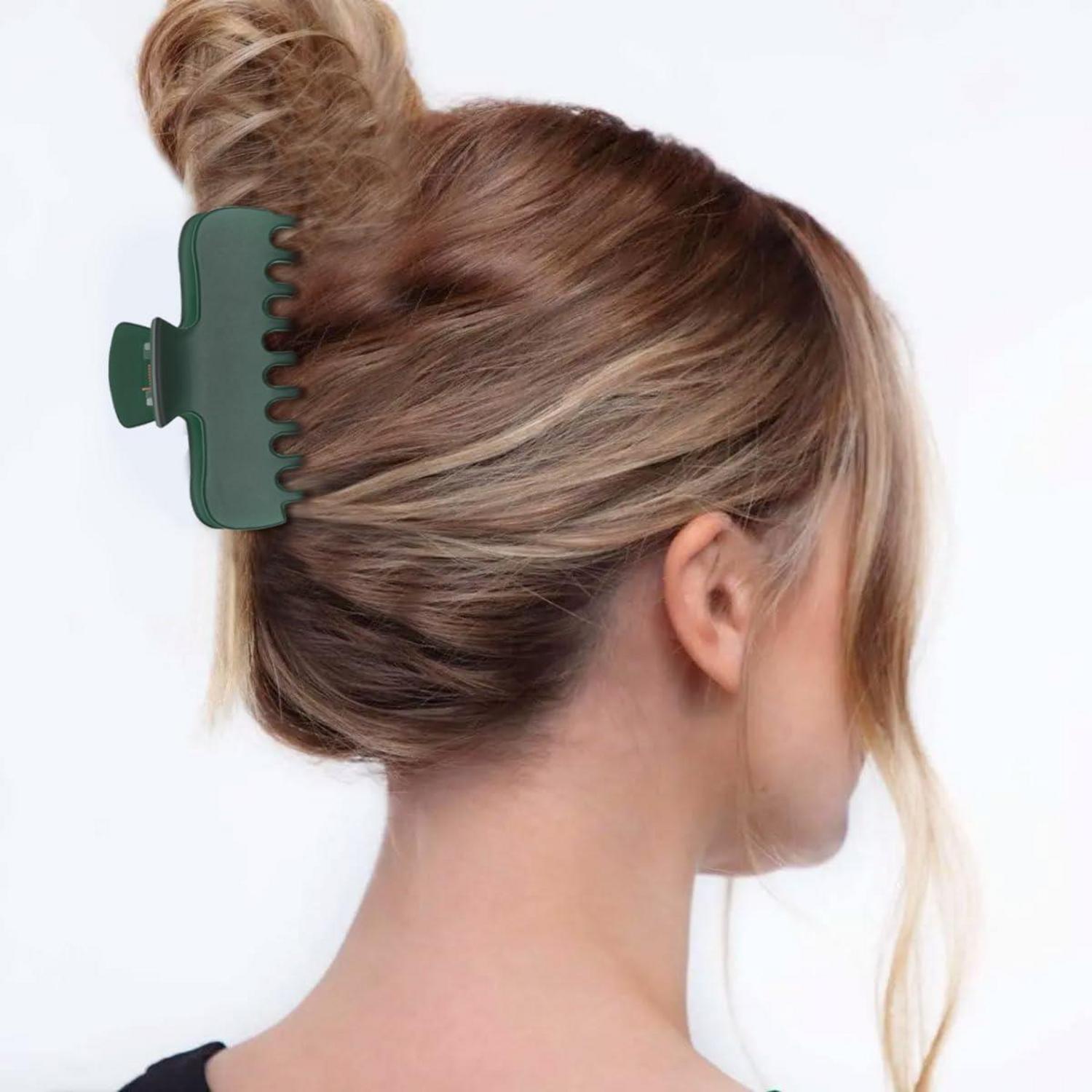 Große Haarspangen Set in Rosenrot, Dunkelgrün, Hellrosa