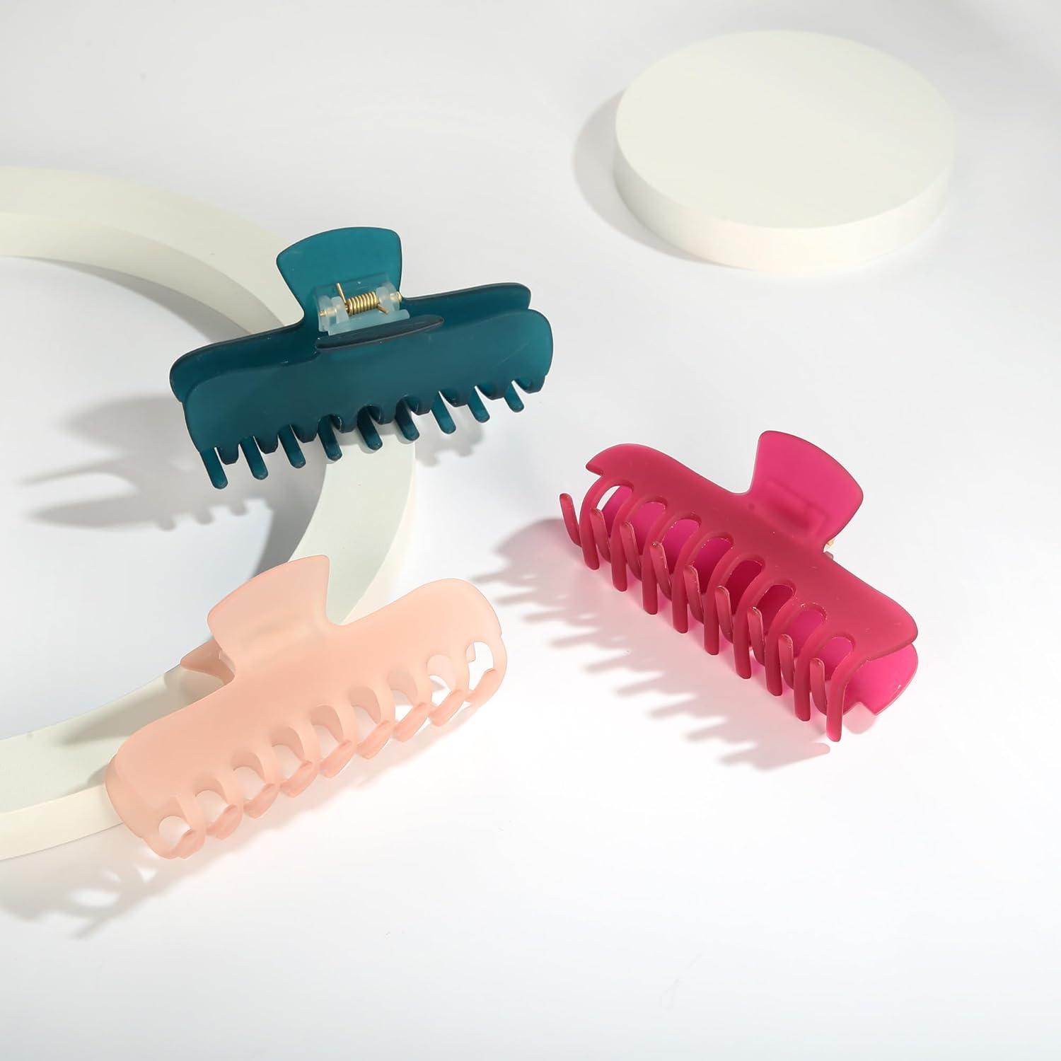 3er-Set Haarspangen Damen matt rutschfest Haar-Accessoires in Rosenrot