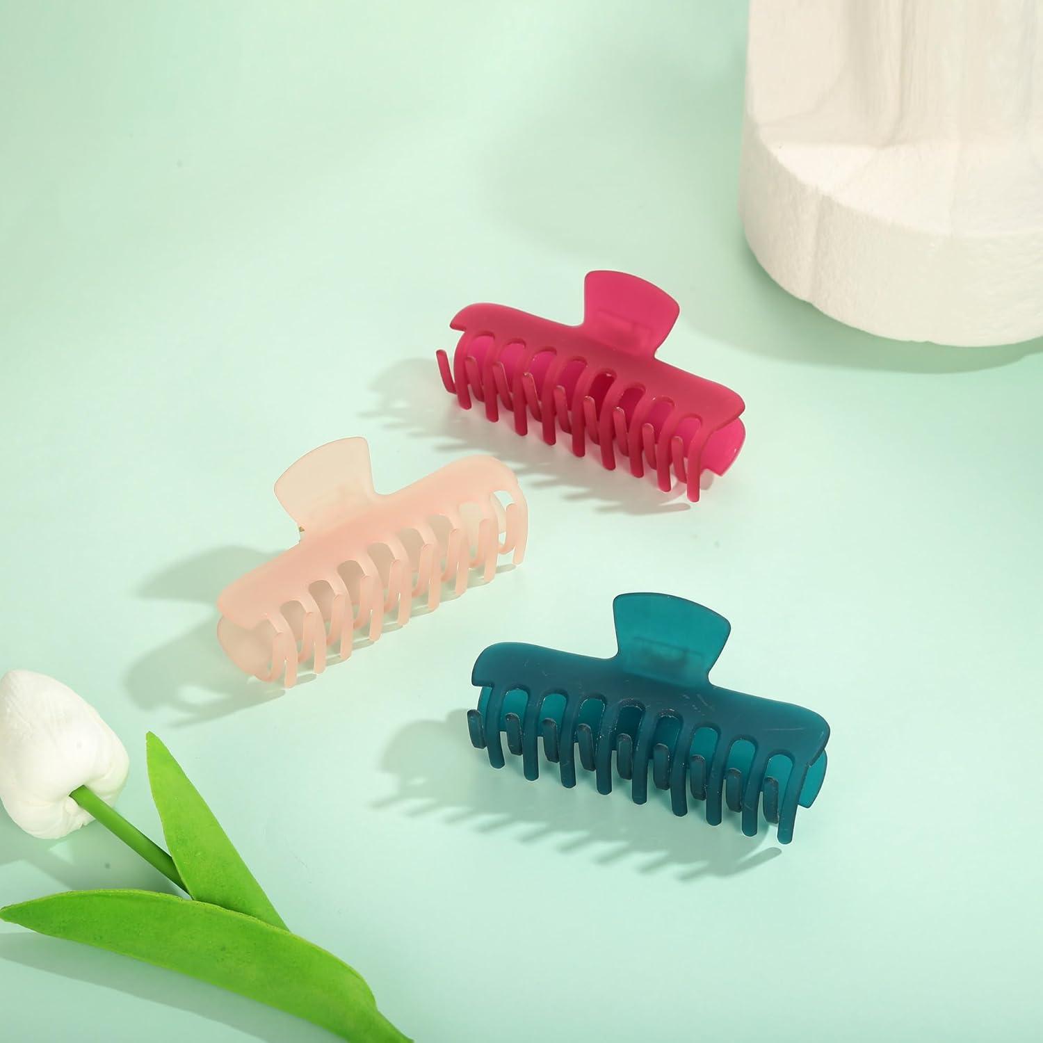 Haarspangen Damen matt rutschfest stylisches Haarstyling Rosenrot