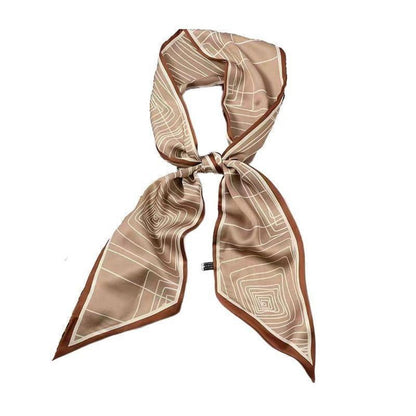 Seidenschal 148cm Light Coffee – Vielseitig als Krawatte, Kopf- oder Schulterschal