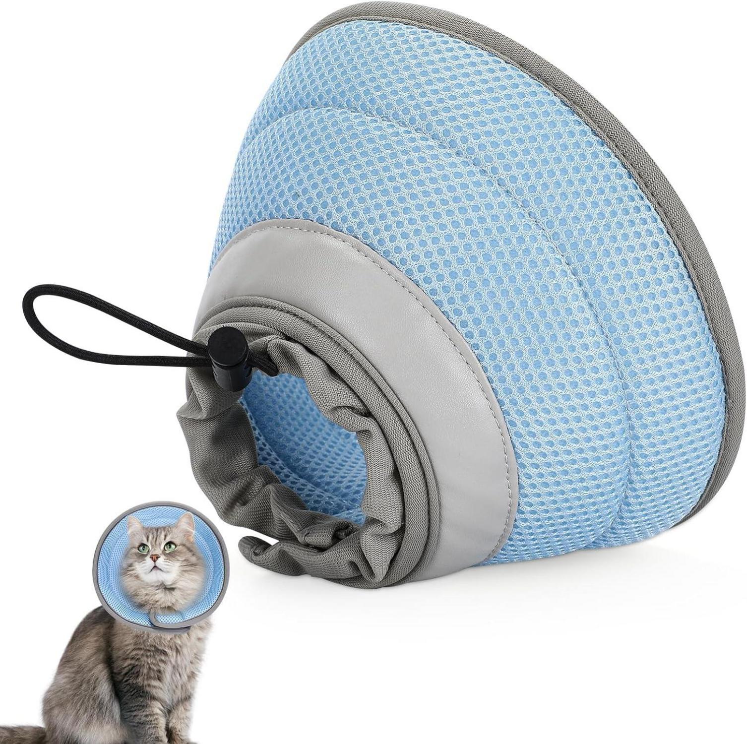 Op-Schutzkragen für Katzen | Weicher Halskrause Katze Blau S