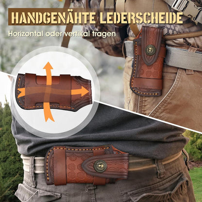 Damast Klappmesser VG10 Stahl Outdoor Messer mit Lederscheide
