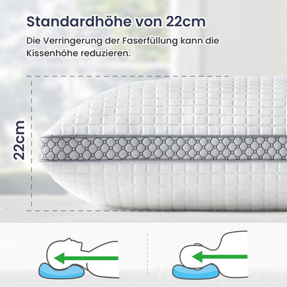 BedStory 2er Set Verstellbare Faserfüllung Kissen 40x80cm - Hotel Qualität