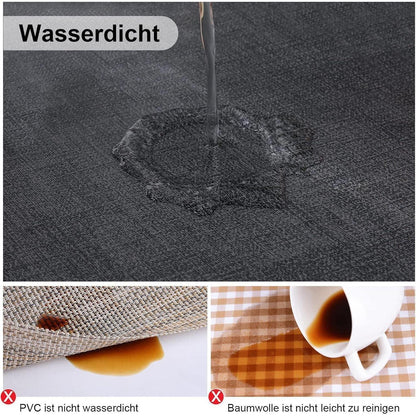 Tischsets Dunkelgrau 4er Set Abwaschbar Wasserdicht in Lederoptik