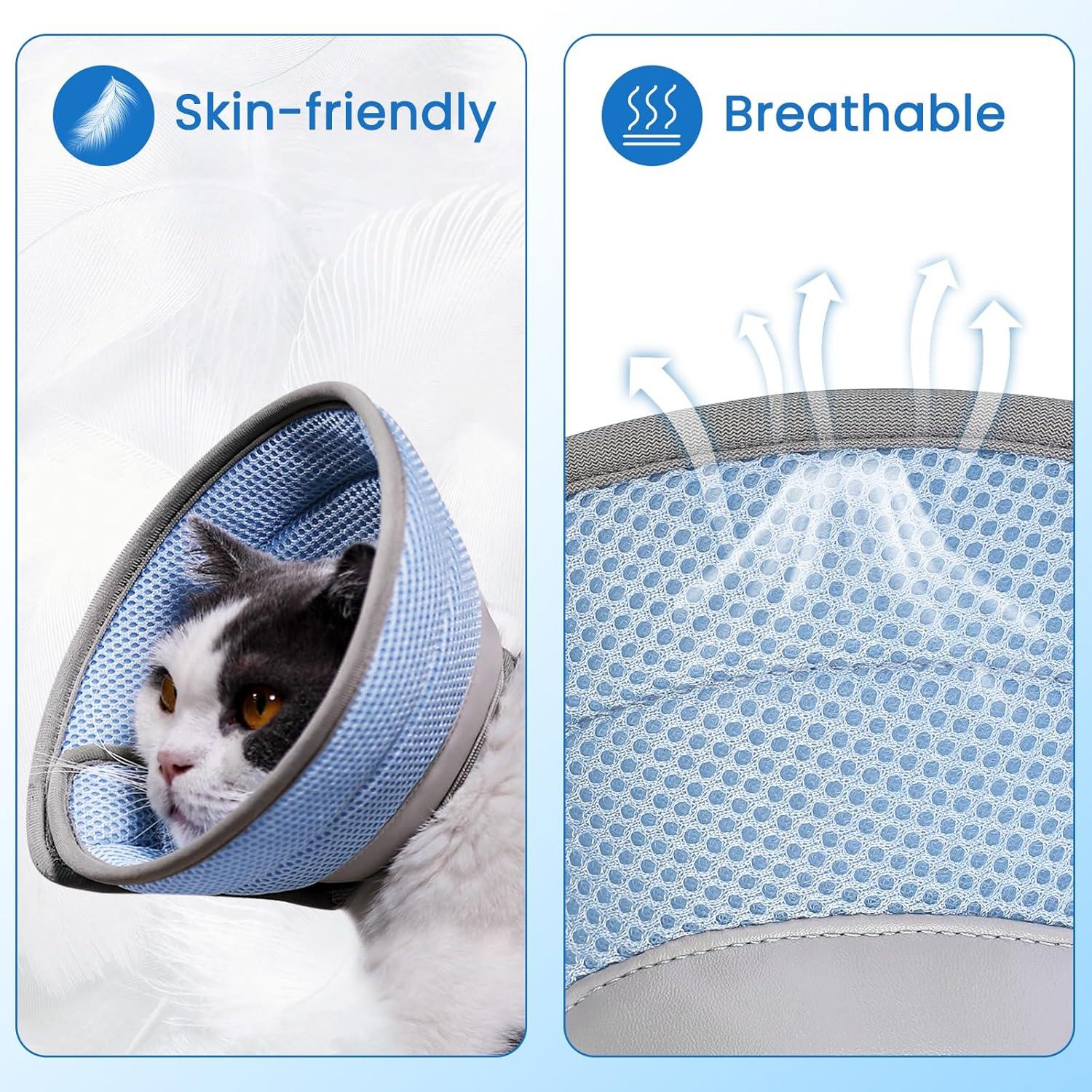 IDOGCHEW Katzen Schutzkragen Blau M - Weiches Halsband für