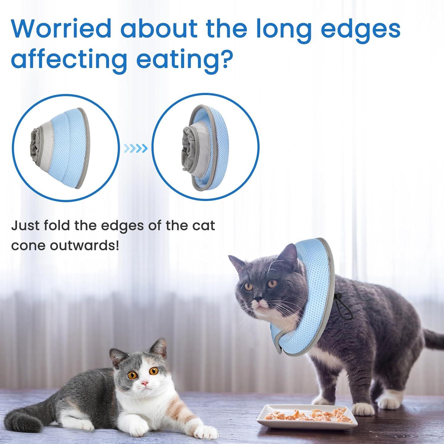 Katzen Halskrause Schutzkragen Faltbarer Weich Blau M
