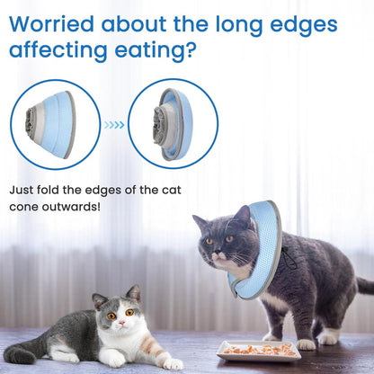 Katzen Halskrause Schutzkragen Faltbarer Weich Blau M