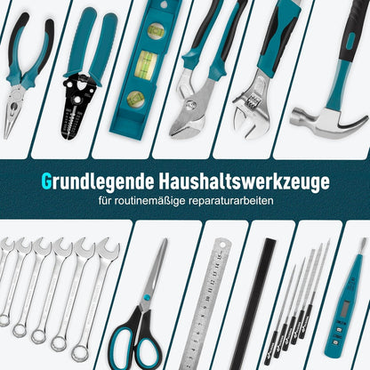 Werkzeugkoffer Gefüllt 379 tlg Blau Aufbewahrungskoffer mit Schublade