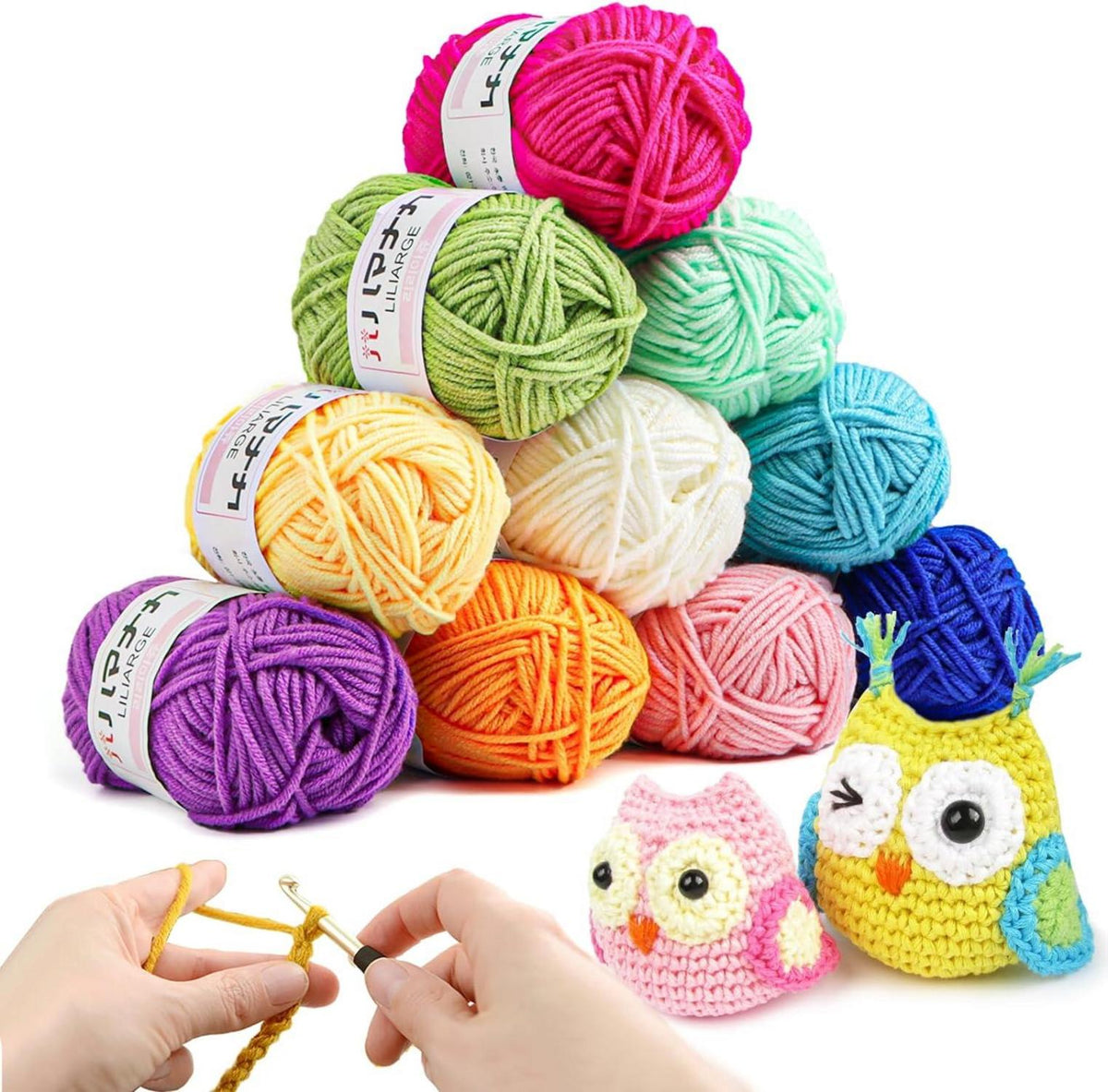 Häkelgarn Set 10 Farben 25g Acryl Wolle Häkeln Stricken 70m