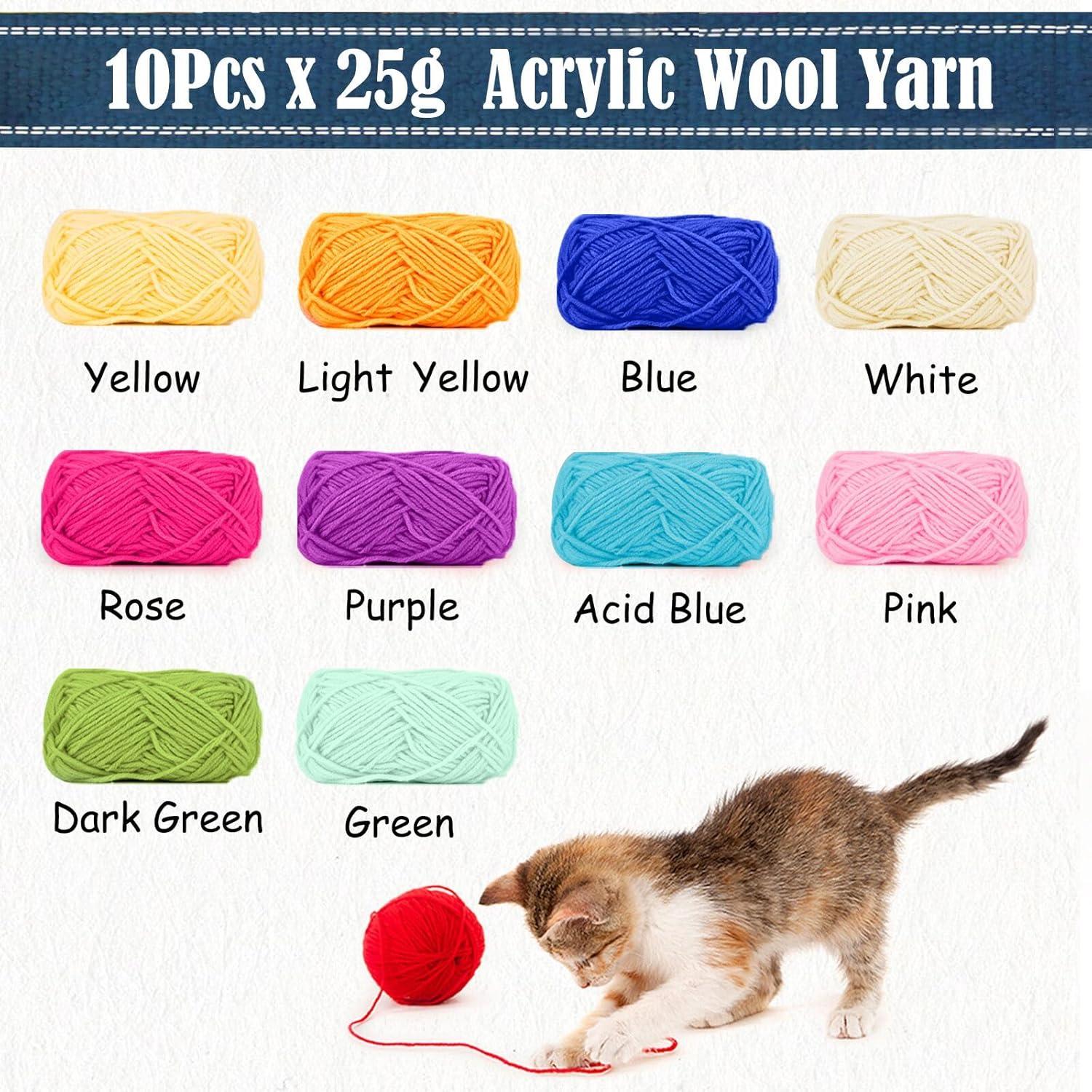 Häkelgarn Set 10 Farben 25g Acryl Wolle Häkeln Stricken 70m