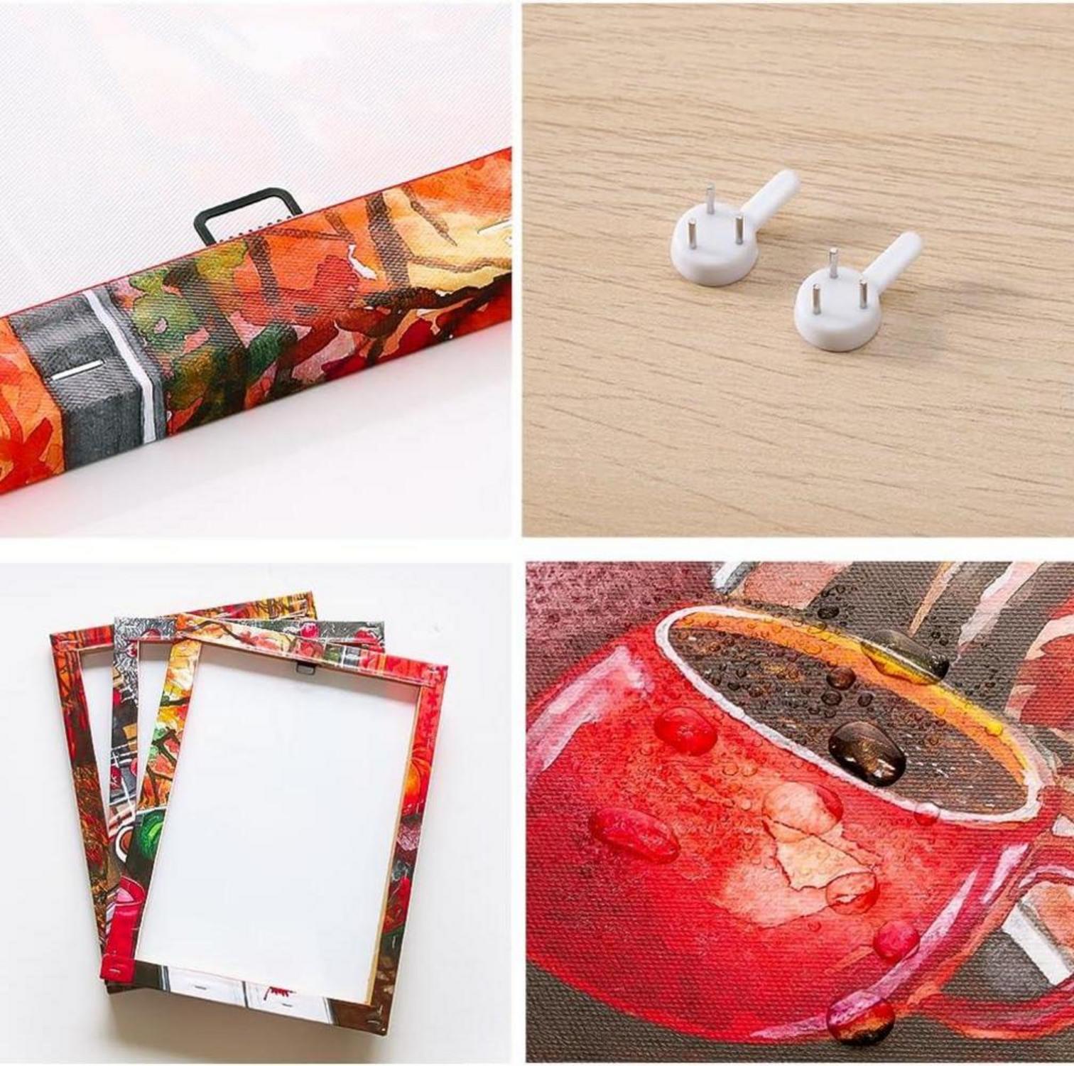 Leinwandbilder 3er-Set 30x40cm Herbst Kürbis Dekor Wandbilder Holzrahmen