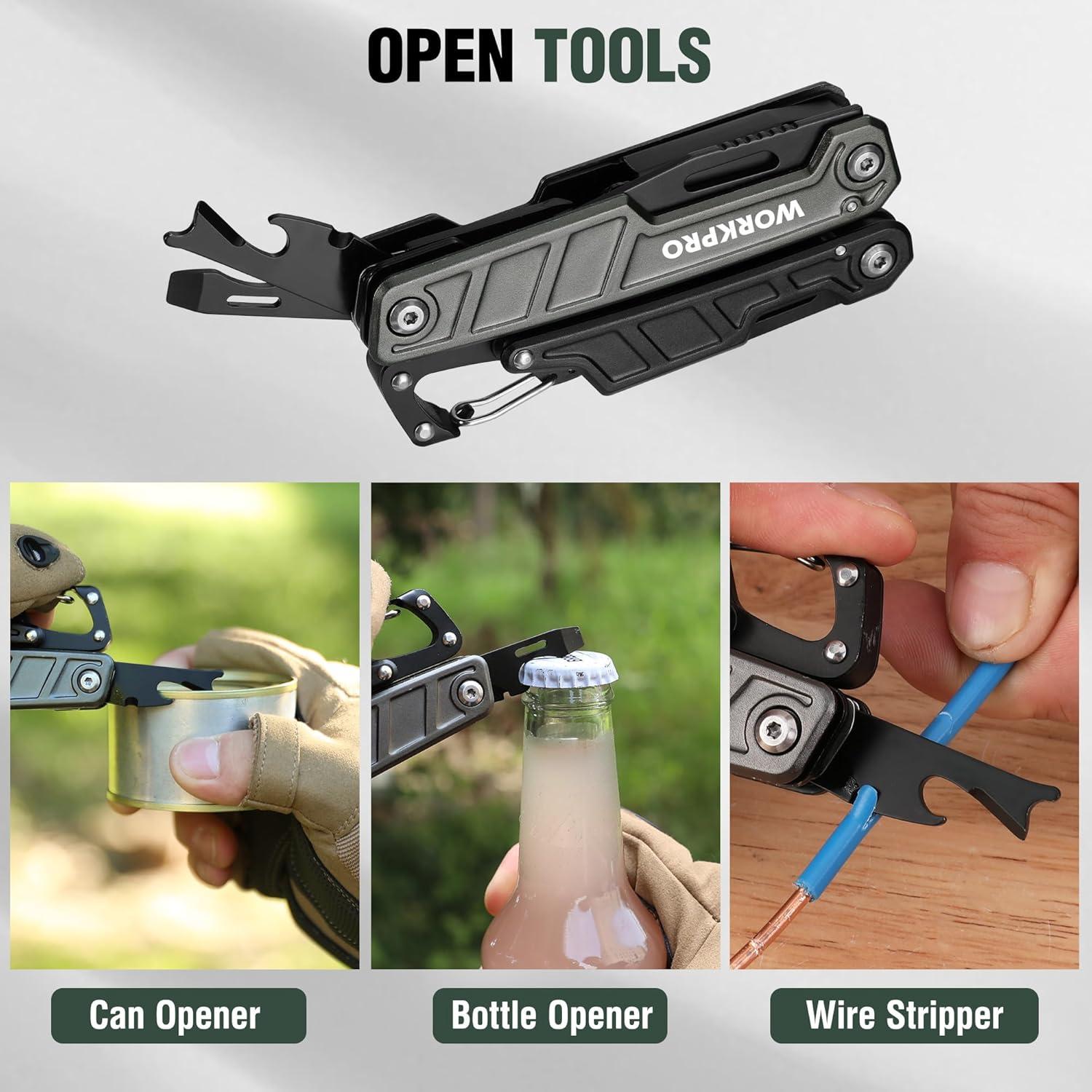 Multifunktionszange 11-in-1 Faltbar Edelstahl Werkzeug mit Karabiner&Tragtasche