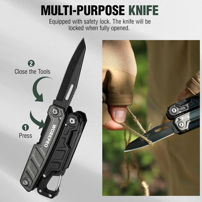 Multifunktionszange 11-in-1 Faltbar Edelstahl Karabiner Spitzzange