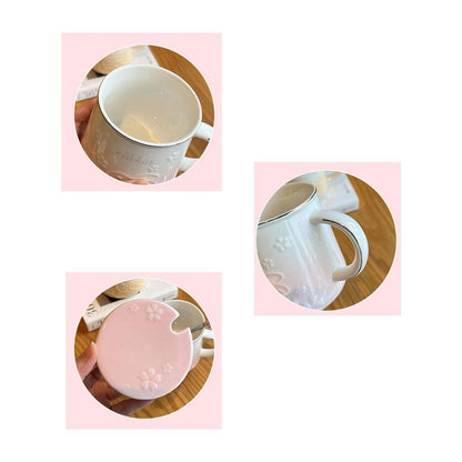 Hasen Tasse mit Deckel & Löffel – Süßer Becher mit Kirschblüte (Grün)