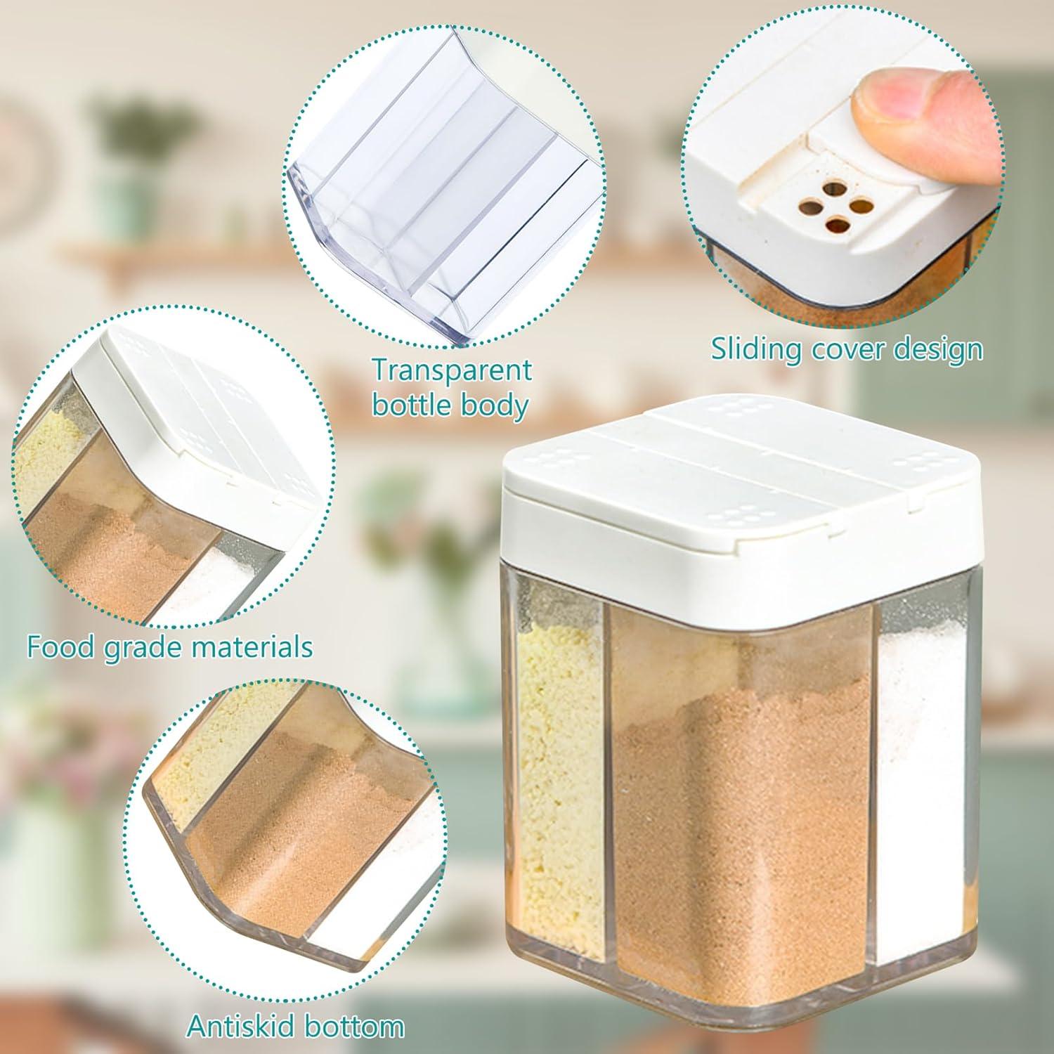 Gewürzstreuer Set mit Deckel Transparent für Camping, Wandern 4 in 1