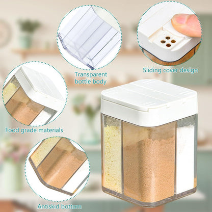 Gewürzstreuer Set mit Deckel Transparent für Camping, Wandern 4 in 1