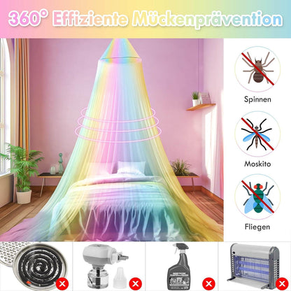 Moskitonetz Betthimmel Mädchen Regenbogen Doppelbett Einzelbett
