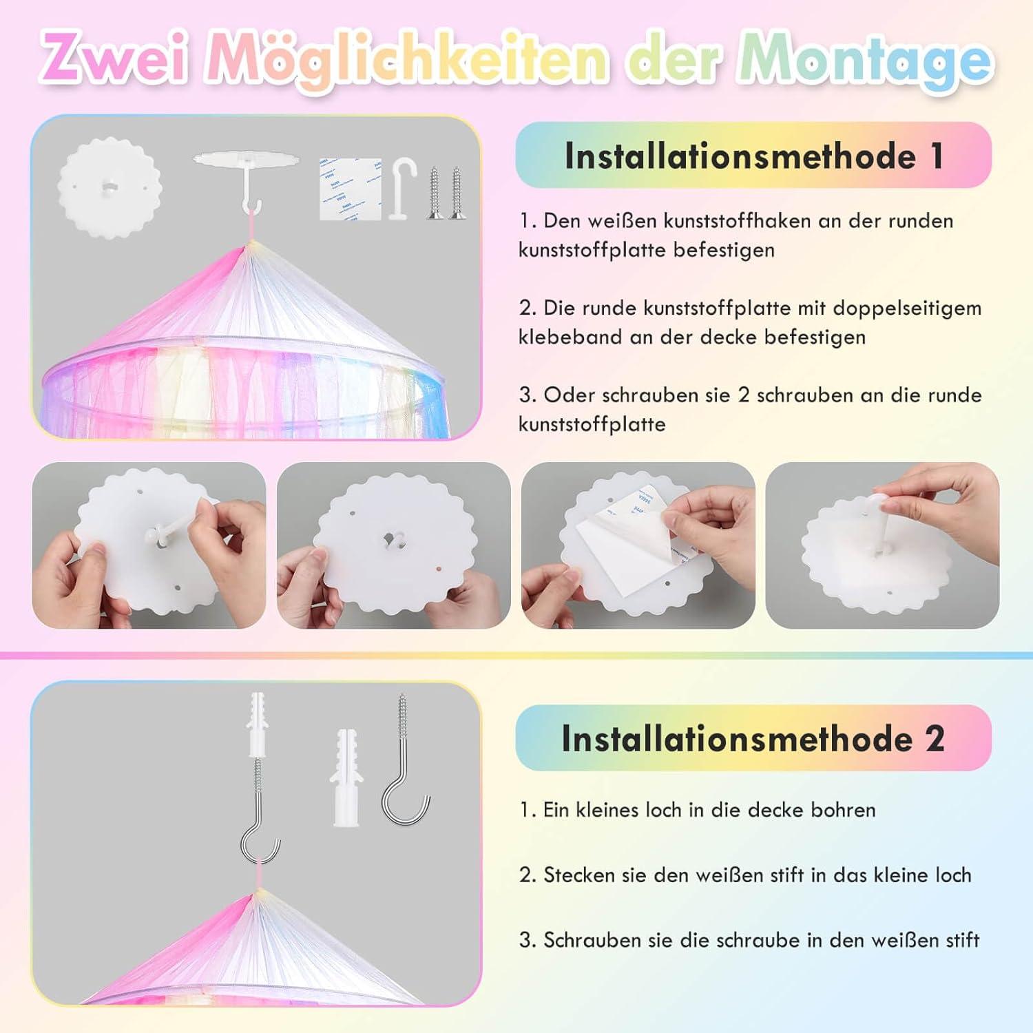 Betthimmel Moskitonetz Doppelbett Einzelbett Reise Outdoor Regenbogen