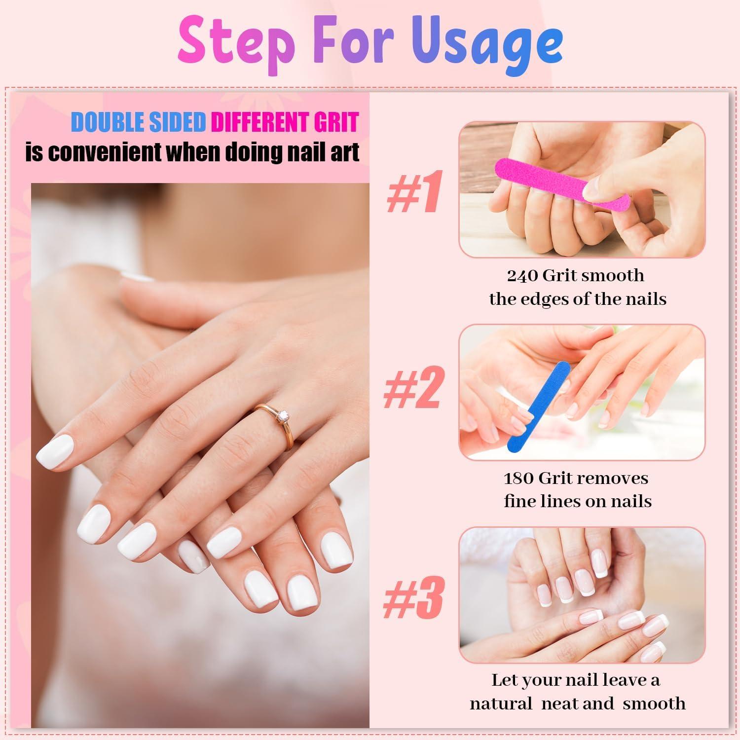Nagelpfeile 100 Stücke 180/240 Mini-Nagelfeile Professionell Waschbar