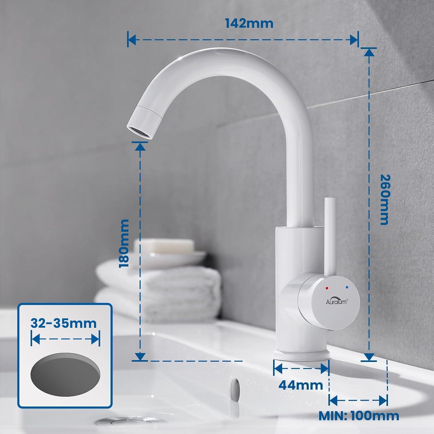 Wasserhahn Bad 60CM Schlauch 360° Drehbar Waschtischarmatur