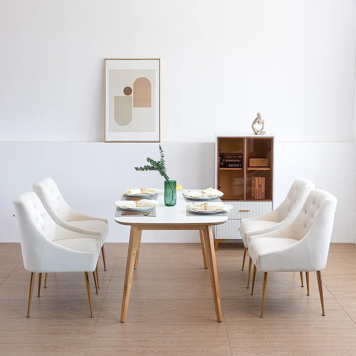Samt Esszimmerstühle 4er Set – Modern & Bequem in Beige